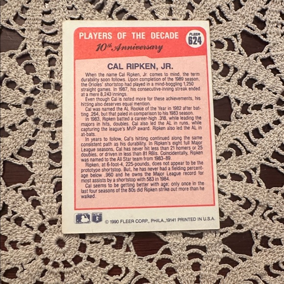 Cal Ripken Jr. Baseball Card - Picture 2 of 2